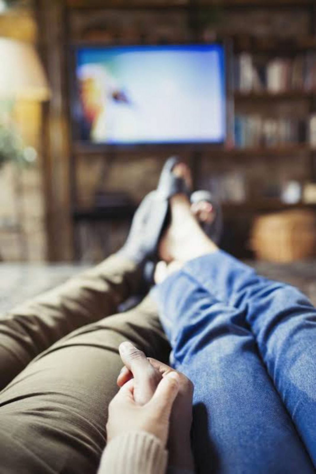 Couple Watching Tv, Jeans, Leg, Comfort, Wood