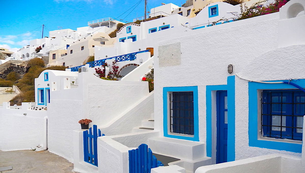 Greece White Houses, Window, Blue, Building, Azure, Sky, Slope, Architecture