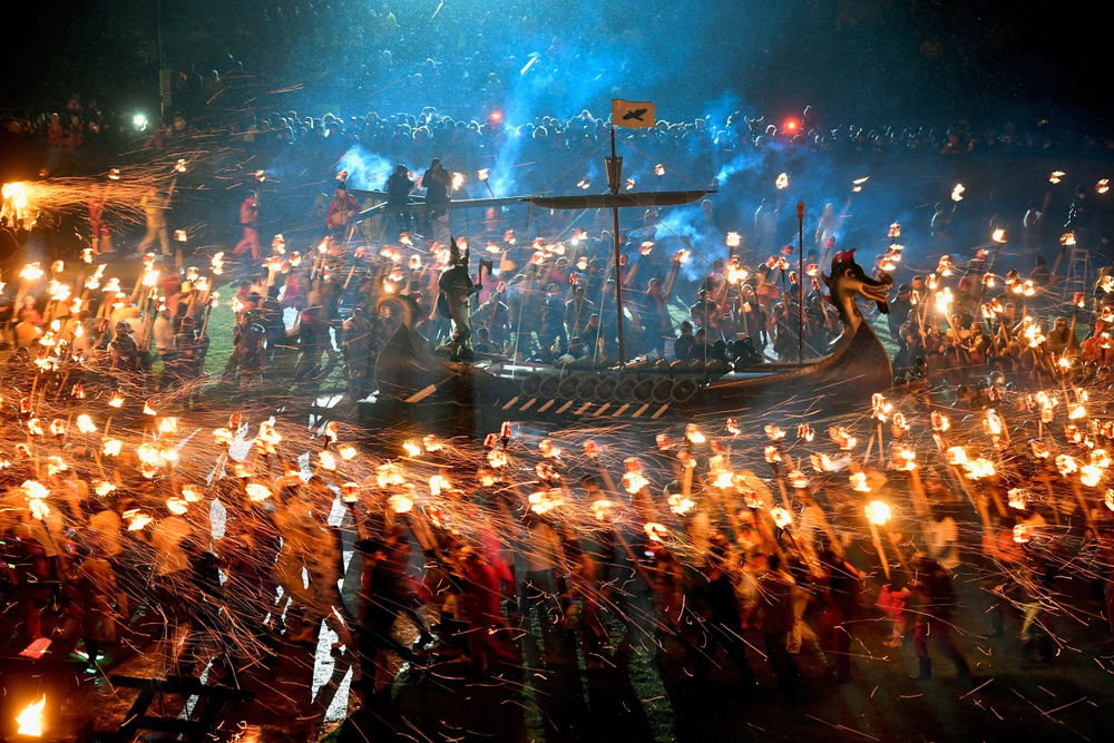Shetland Burning Boat Festival, Nature, World, Lighting