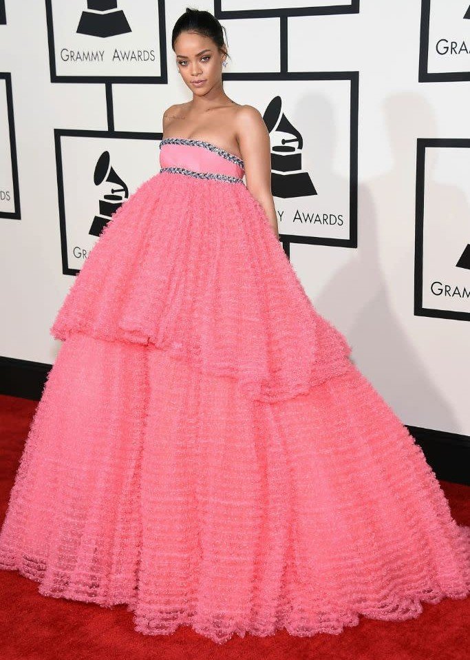 Rihanna Grammy Dress 2012, Joint, Shoulder, One-piece garment, Dress, Neck, Sleeve, Waist, Day dress, Bridal party dress, Gown