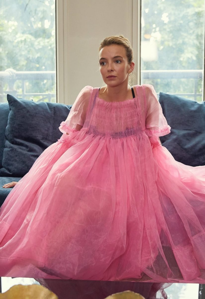 Villanelle Pink Dress, Window, One-piece garment, Purple, Textile, Sleeve