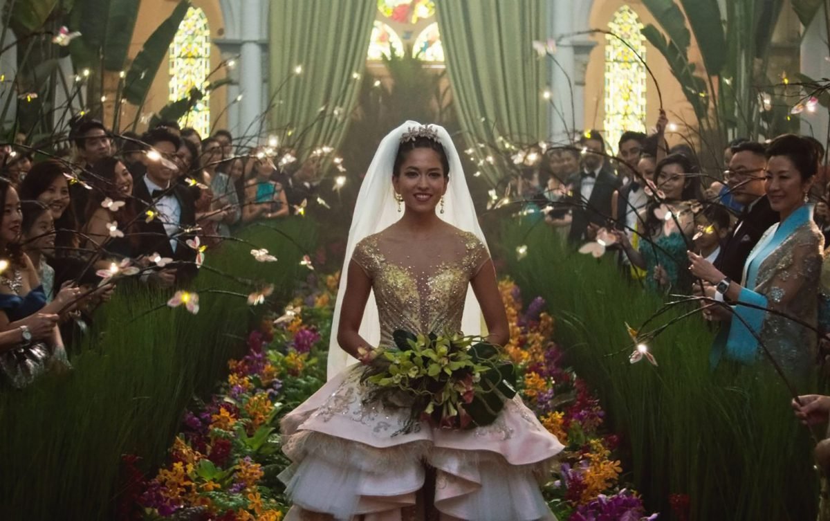 Crazy Rich Asians Party, Flower, Plant, Wedding dress, Botany, Bride, Temple, Bridal clothing, Lighting, Dress