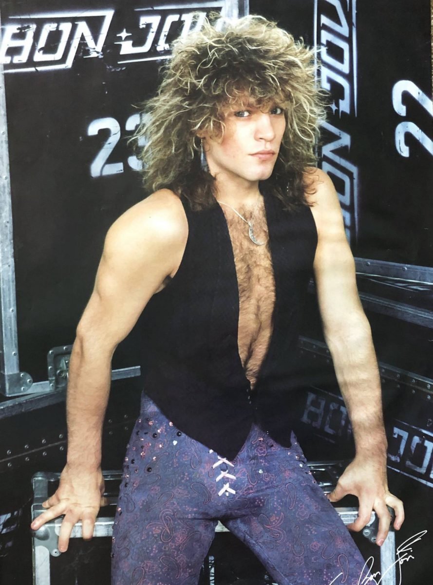 Jon Bon Jovi Poster 1980s, Hairstyle, Muscle, Flash photography
