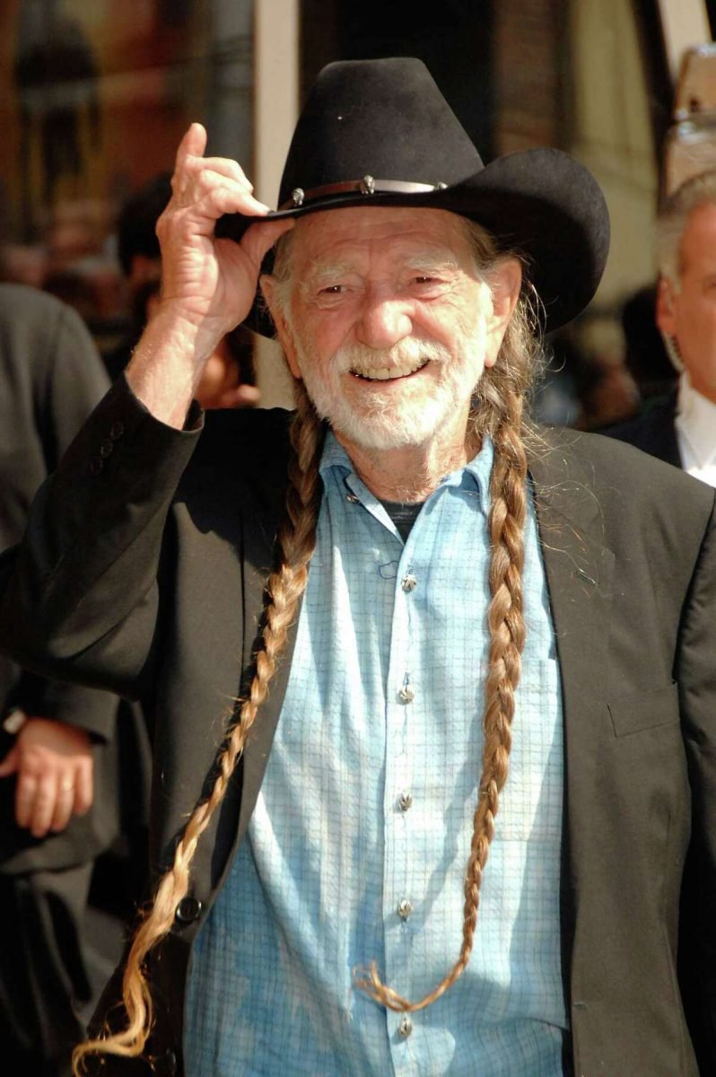 Willie Nelson, Smile, Human, Hat, Dress shirt, Beard, Gesture
