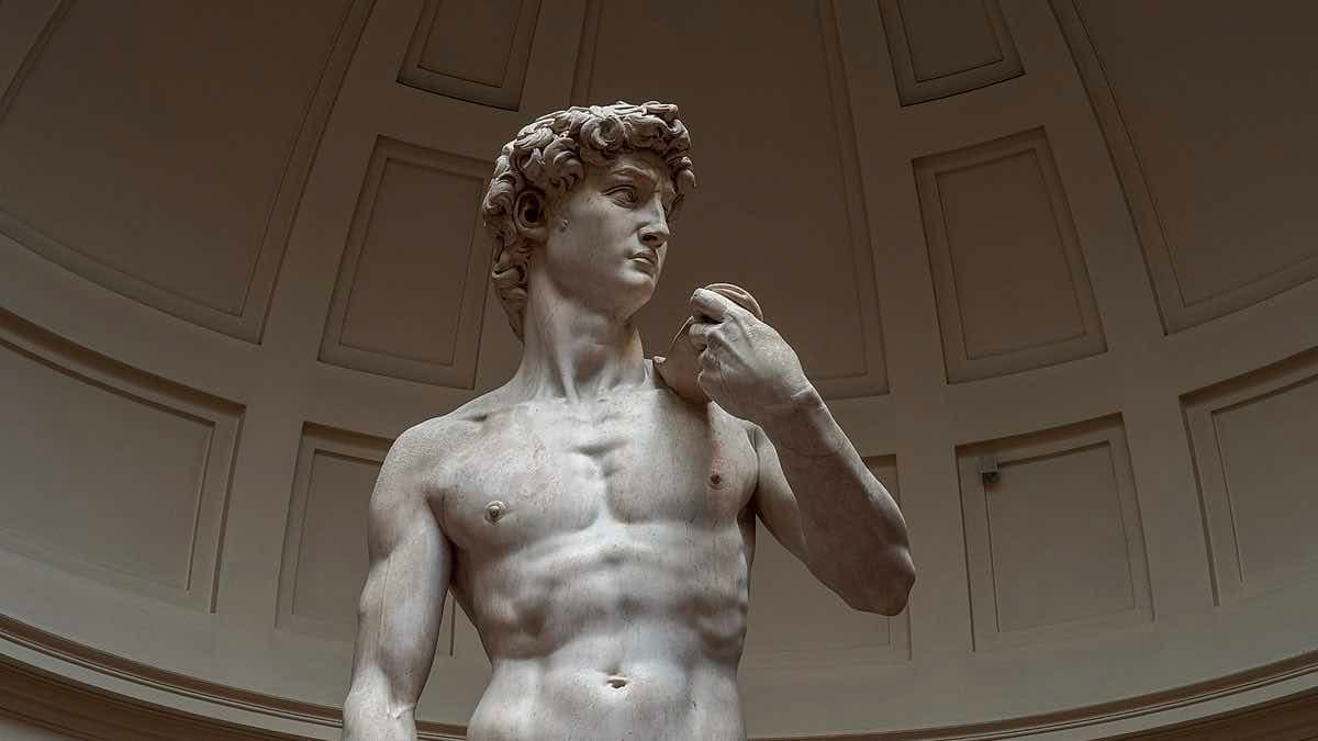 Accademia Gallery, Head, Chin, Arm, Sculpture, Statue, Human body, Jaw, Temple, Standing, Gesture