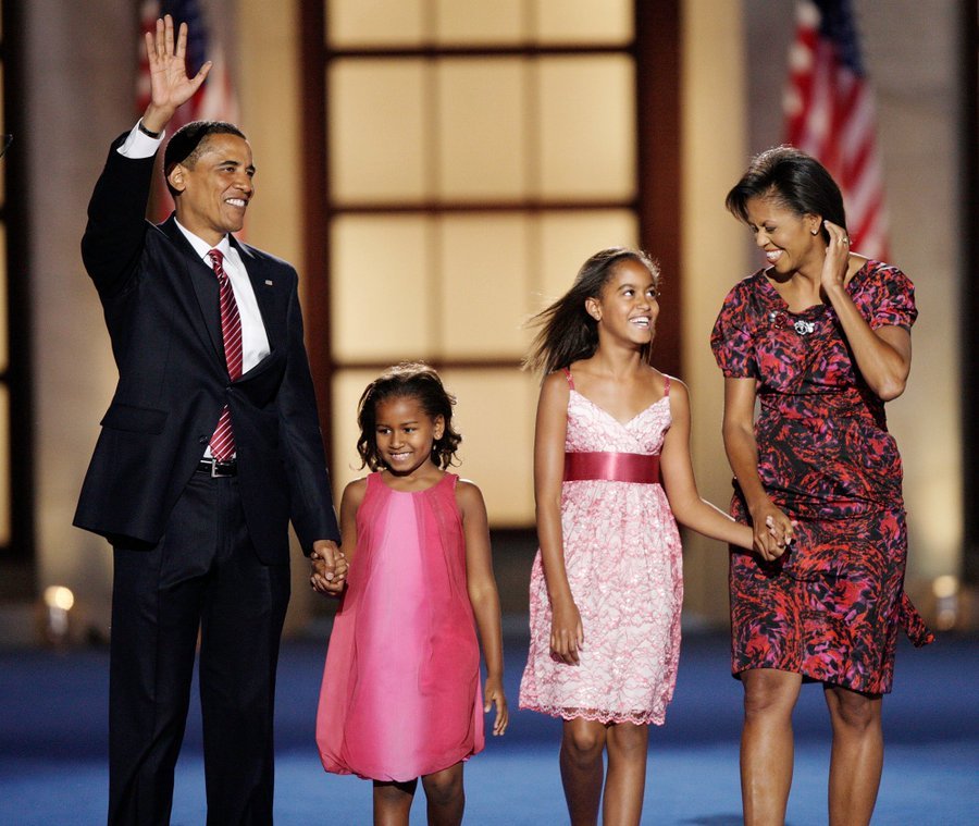 Michelle Obama 2008, One-piece garment, Dress, Happy, Gesture