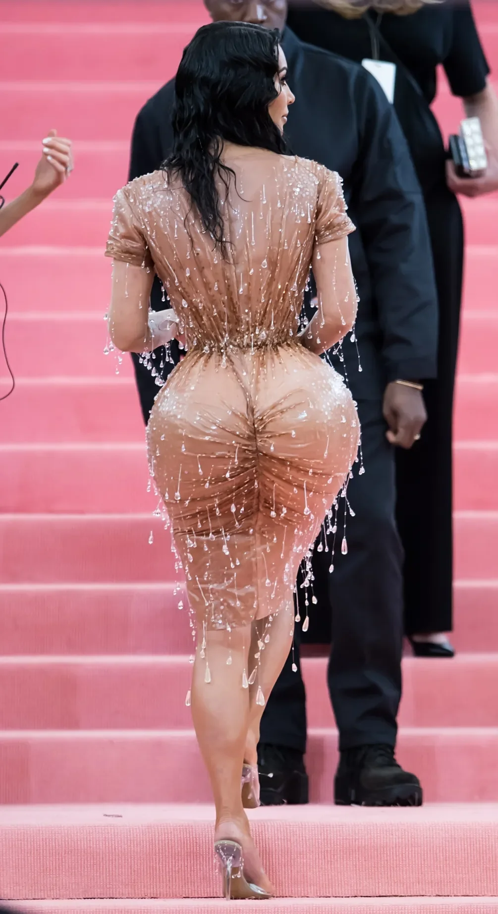 Kim Kardashian Wet Dress, Footwear, Shoe, Shoulder, Dress, Neck, Waist, Thigh