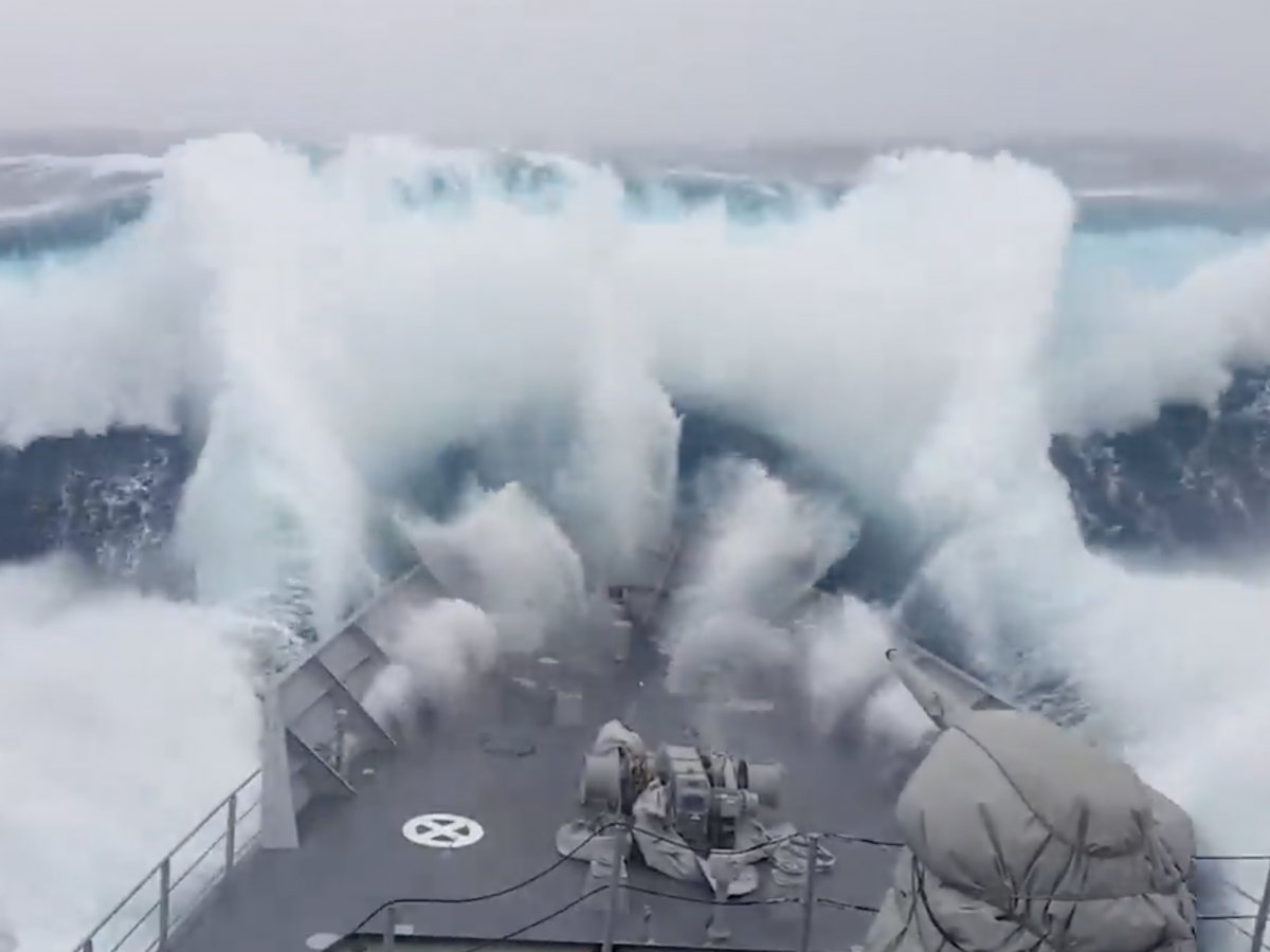 Giant Waves Slam War Ship—What Happens Next Is Unreal!